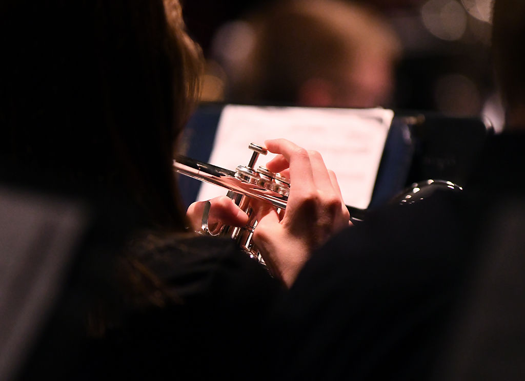 A trumpet player performs Variants on a Mediaeval Tune